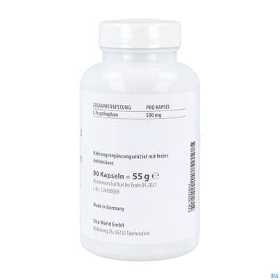 L-tryptophan Kapseln 500mg -naturheilp. Vegi 90st, A-Nr.: 4846604 - 03