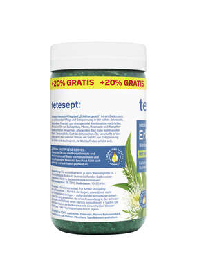 Sie sehen eine Packung TETESEPT Erkältungs Meersalz 750g+150g, Produktbild: 01 TETESEPT Erkältungs Meersalz 750g+150g, A-Nr.: 4907139 - 01