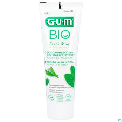 Sie sehen eine Packung Zahnpaste Gum Bio Aloe Vera +peffer- Minze Bu-70 75ml, Produktbild: 07 Zahnpaste Gum Bio Aloe Vera +peffer- Minze Bu-70 75ml, A-Nr.: 5398154 - 07