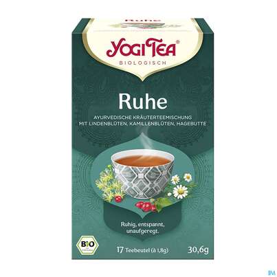 Sie sehen eine Packung Yogi Tea Bio Ruhe 30,6g 17st, Produktbild: 01 Yogi Tea Bio Ruhe 30,6g 17st, A-Nr.: 5749949 - 01