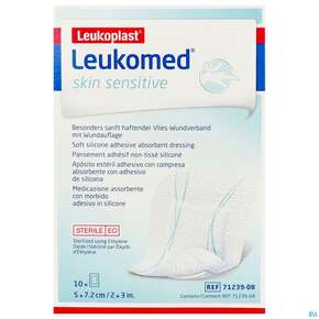 Wundverband Leukomed/skin Sensitive Vliesverband +auflage Steril 5x 7,2cm 10st, A-Nr.: 5609036 - 01