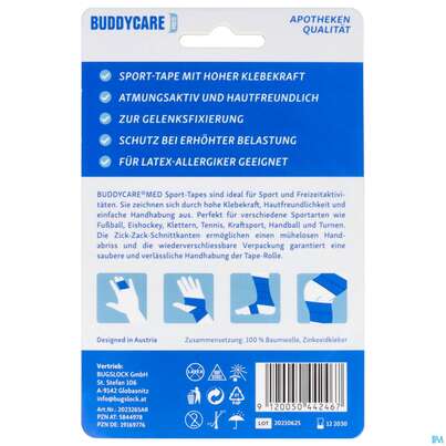 Tape Buddycare/med/sport Latexfrei 3,8cmx 10m Blau 1st, A-Nr.: 5844978 - 03