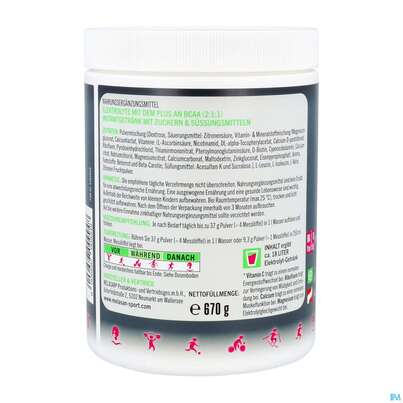 Sie sehen eine Packung Melasan/sport Sportgetraenk Bcaa Himbeer Zitrone 670g, Produktbild: 05 Melasan/sport Sportgetraenk Bcaa Himbeer Zitrone 670g, A-Nr.: 5304609 - 05