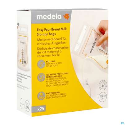 Sie sehen eine Packung Medela Muttermilchbeutel Easypour 25st, Produktbild: 02 Medela Muttermilchbeutel Easypour 25st, A-Nr.: 5909867 - 02