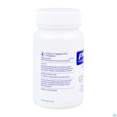 Sie sehen eine Packung Griffonia Kapseln Pure Encapsulations 60st, Produktbild: 02 Griffonia Kapseln Pure Encapsulations 60st, A-Nr.: 5722643 - 02