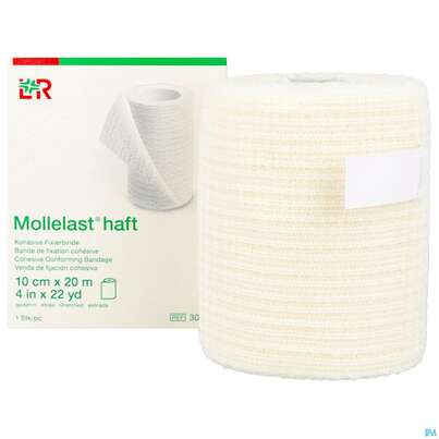 Sie sehen eine Packung Fixierbinden Mollelast Haft Weiss 20mx 10cm 1st, Produktbild: 10 Fixierbinden Mollelast Haft Weiss 20mx 10cm 1st, A-Nr.: 1767726 - 10