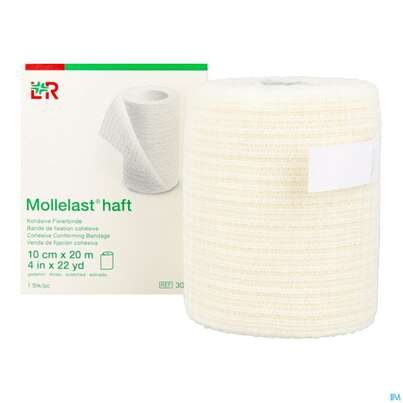 Sie sehen eine Packung Fixierbinden Mollelast Haft Weiss 20mx 10cm 1st, Produktbild: 12 Fixierbinden Mollelast Haft Weiss 20mx 10cm 1st, A-Nr.: 1767726 - 12