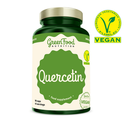 Sie sehen eine Packung GreenFood Nutrition Quercetin 90 Kapseln, Produktbild: 01 GreenFood Nutrition Quercetin 90 Kapseln, A-Nr.: 5634583 - 01