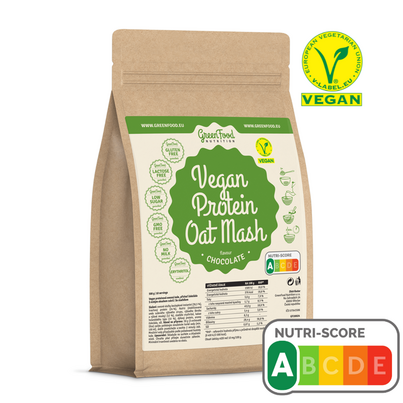 Sie sehen eine Packung GreenFood Nutrition Vegane Protein-Haferbrei 500g Schokolade, Produktbild: 01 GreenFood Nutrition Vegane Protein-Haferbrei 500g Schokolade, A-Nr.: 5833704 - 01