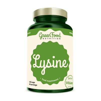 Sie sehen eine Packung GreenFood Nutrition Lysine 120 Kapseln, Produktbild: 01 GreenFood Nutrition Lysine 120 Kapseln, A-Nr.: 6003850 - 01