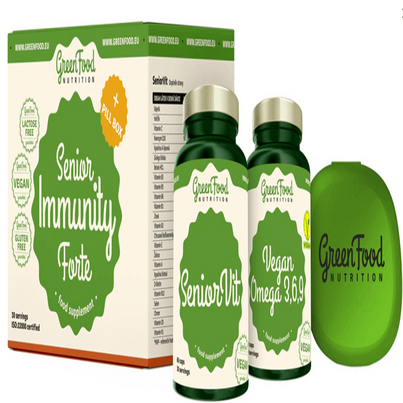 Sie sehen eine Packung GreenFood Nutrition Box Immunity + Pillbox, Produktbild: 01 GreenFood Nutrition Box Immunity + Pillbox, A-Nr.: 5635022 - 01