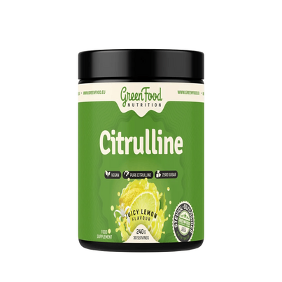 Sie sehen eine Packung GreenFood Nutrition Citrulline Zitrone 240 G, Produktbild: 01 GreenFood Nutrition Citrulline Zitrone 240 G, A-Nr.: 6004619 - 01