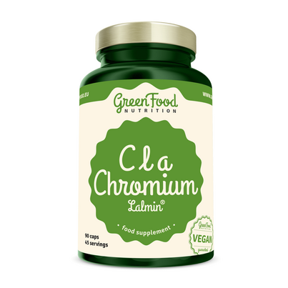 Sie sehen eine Packung GreenFood Nutrition CLA + Chromium Lalmin® 60 Kapseln, Produktbild: 01 GreenFood Nutrition CLA + Chromium Lalmin® 60 Kapseln, A-Nr.: 5634436 - 01