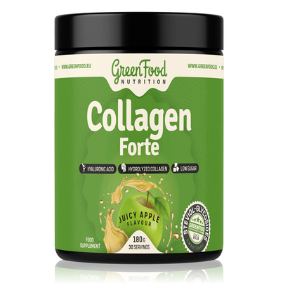 Sie sehen eine Packung GreenFood Nutrition Collagen Forte Apfel 180 G, Produktbild: 01 GreenFood Nutrition Collagen Forte Apfel 180 G, A-Nr.: 6004453 - 01