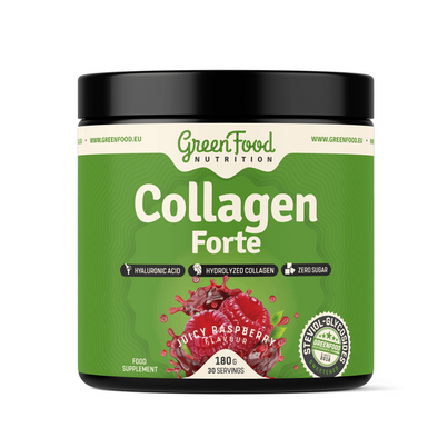 Sie sehen eine Packung GreenFood Nutrition Collagen Forte Himbeere 180 G, Produktbild: 01 GreenFood Nutrition Collagen Forte Himbeere 180 G, A-Nr.: 6004447 - 01