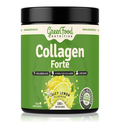 Sie sehen eine Packung GreenFood Nutrition Collagen Forte Zitrone 180 G, Produktbild: 01 GreenFood Nutrition Collagen Forte Zitrone 180 G, A-Nr.: 6004476 - 01