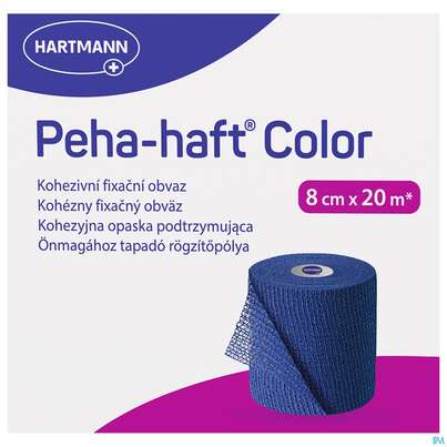 Sie sehen eine Packung Peha-haft Color Latexfrei Blue 20mx 8cm 1st, Produktbild: 02 Peha-haft Color Latexfrei Blue 20mx 8cm 1st, A-Nr.: 3879837 - 02