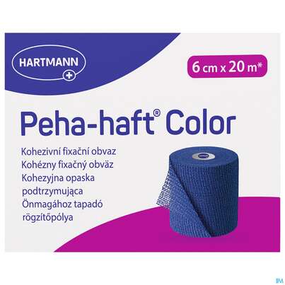 Sie sehen eine Packung Peha-haft Color Latexfrei Blue 20mx 6cm 1st, Produktbild: 02 Peha-haft Color Latexfrei Blue 20mx 6cm 1st, A-Nr.: 3879820 - 02