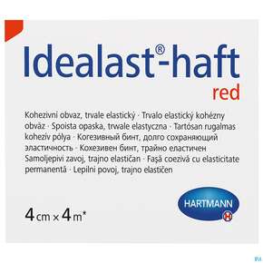 Elastische Binden Idealast/haft Kohaesiv/color Rot 4mx 4cm 1st, A-Nr.: 4174613 - 01