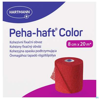 Sie sehen eine Packung Peha-haft Color Latexfrei Red 20mx 8cm 1st, Produktbild: 02 Peha-haft Color Latexfrei Red 20mx 8cm 1st, A-Nr.: 3879808 - 02