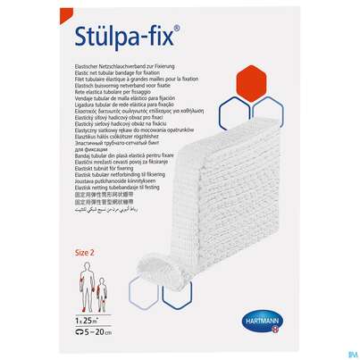Sie sehen eine Packung Schlauchverband Stuelpa/fix Netz Gr 2 Hand, Arm, Fuss 25m, Produktbild: 01 Schlauchverband Stuelpa/fix Netz Gr 2 Hand, Arm, Fuss 25m, A-Nr.: 1734572 - 01