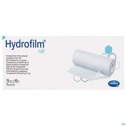 Sie sehen eine Packung Wundverband Fixierfolie Hydrofilm Roll Unsteril 10mx15cm 1st, Produktbild: 01 Wundverband Fixierfolie Hydrofilm Roll Unsteril 10mx15cm 1st, A-Nr.: 3289449 - 01