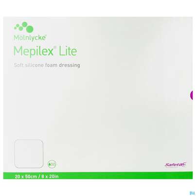 Sie sehen eine Packung Wundverband Mepilex Silikon Lite 20x 50cm 4st, Produktbild: 01 Wundverband Mepilex Silikon Lite 20x 50cm 4st, A-Nr.: 4100141 - 01