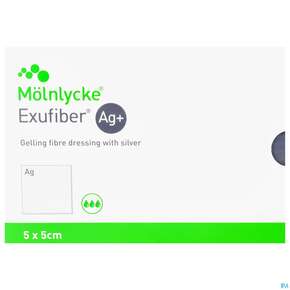 Wundverband Faserverband/gelbildend Exufiber/ag+ +silber 5x 5cm 10st, A-Nr.: 5177832 - 01