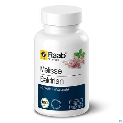 Sie sehen eine Packung Melisse -baldrian/kapseln Bio Raab 60st, Produktbild: 01 Melisse -baldrian/kapseln Bio Raab 60st, A-Nr.: 5871521 - 01