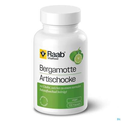 Sie sehen eine Packung Bergamotte-artischocke Kapseln Raab 100st, Produktbild: 01 Bergamotte-artischocke Kapseln Raab 100st, A-Nr.: 5870527 - 01