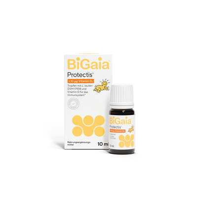 Sie sehen eine Packung BiGaia® Protectis® Tropfen mit Vitamin D 10 ml, Produktbild: 01 BiGaia® Protectis® Tropfen mit Vitamin D 10 ml, A-Nr.: 6022333 - 01