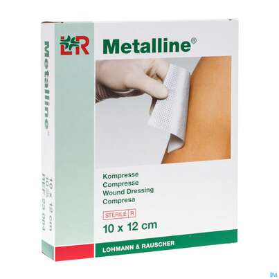 Sie sehen eine Packung Kompressen Metalline-lohmann Entkeimt 10x 12cm 10st, Produktbild: 03 Kompressen Metalline-lohmann Entkeimt 10x 12cm 10st, A-Nr.: 0191477 - 03