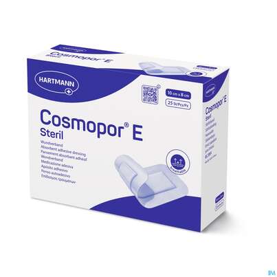 Sie sehen eine Packung Wundverband Cosmopor/e Steril Selbstklebend 8x 10cm 25st, Produktbild: 03 Wundverband Cosmopor/e Steril Selbstklebend 8x 10cm 25st, A-Nr.: 2773752 - 03