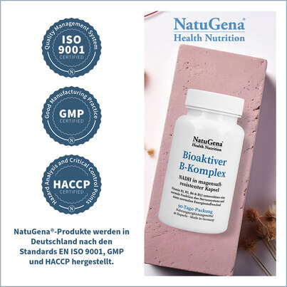 Sie sehen eine Packung NatuGena Bioaktiver B-Komplex Kapseln, Produktbild: 06 NatuGena Bioaktiver B-Komplex Kapseln, A-Nr.: 5989889 - 06