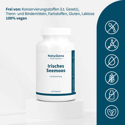 Sie sehen eine Packung NatuGena Irisches Seemoos Kapseln, Produktbild: 03 NatuGena Irisches Seemoos Kapseln, A-Nr.: 6011878 - 03