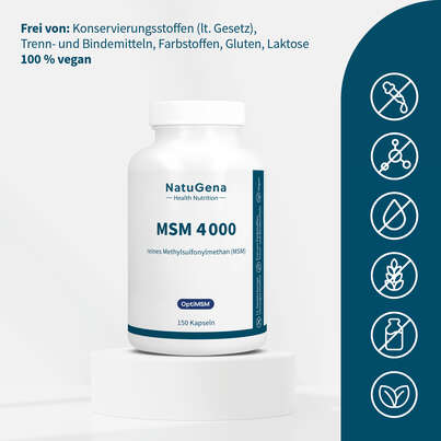 Sie sehen eine Packung NatuGena MSM 4000 Kapseln, Produktbild: 03 NatuGena MSM 4000 Kapseln, A-Nr.: 5989808 - 03