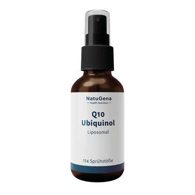 Sie sehen eine Packung NatuGena Q10 Ubiquinol 20 ml Spray, Produktbild: 01 NatuGena Q10 Ubiquinol 20 ml Spray, A-Nr.: 6011803 - 01