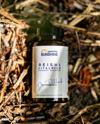 Sie sehen eine Packung Good Day Sunshine – Reishi Vitalpilz Extrakt Kapseln – 90 Tage, Produktbild: 03 Good Day Sunshine – Reishi Vitalpilz Extrakt Kapseln – 90 Tage, A-Nr.: 5976125 - 03