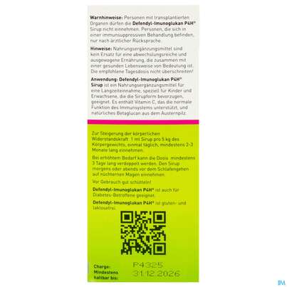 Sie sehen eine Packung Defendyl Imunoglukan Sirup 120ml, Produktbild: 05 Defendyl Imunoglukan Sirup 120ml, A-Nr.: 4023593 - 05