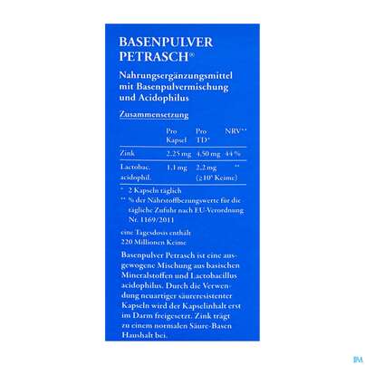 Sie sehen eine Packung Basen Pulver Kapseln/petrasch Duenndarmloeslich 60st, Produktbild: 03 Basen Pulver Kapseln/petrasch Duenndarmloeslich 60st, A-Nr.: 2486981 - 03