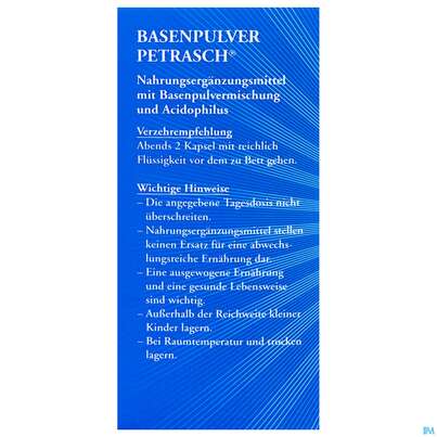Sie sehen eine Packung Basen Pulver Kapseln/petrasch Duenndarmloeslich 60st, Produktbild: 05 Basen Pulver Kapseln/petrasch Duenndarmloeslich 60st, A-Nr.: 2486981 - 05