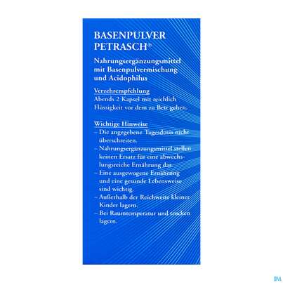 Sie sehen eine Packung Basen Pulver Kapseln/petrasch Duenndarmloeslich 60st, Produktbild: 06 Basen Pulver Kapseln/petrasch Duenndarmloeslich 60st, A-Nr.: 2486981 - 06