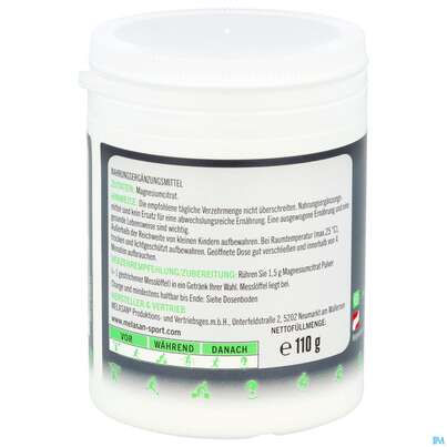 Sie sehen eine Packung Melasan/sport Sportgetraenk X-tra Magnesium 110g, Produktbild: 05 Melasan/sport Sportgetraenk X-tra Magnesium 110g, A-Nr.: 5256514 - 05