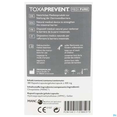 Toxaprevent Froximun/klinoptilolith Zeolith Natur Pure Mamc Medi Kapseln 180st, A-Nr.: 5858443 - 06
