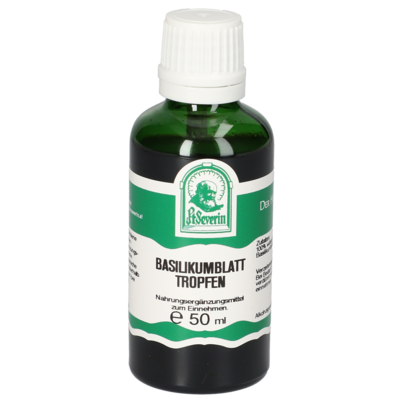 Sie sehen eine Packung BASILIKUMBLATT TROPFEN 50 ML, Produktbild: 01 BASILIKUMBLATT TROPFEN 50 ML, A-Nr.: 5902061 - 01