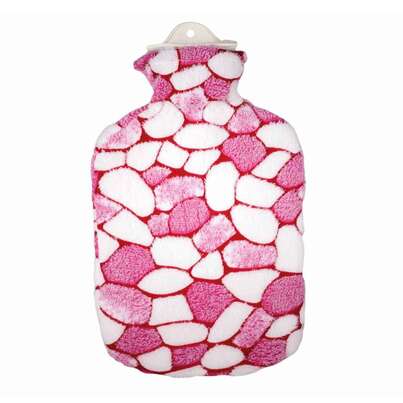 Wärmflasche Plüschbezug Mosaik pink/weiß 2,0L, A-Nr.: 5398639 - 01