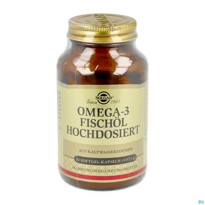 Sie sehen eine Packung Omega -3 Kapseln Hochdosiert Solgar 12557 50st, Produktbild: 01 Omega -3 Kapseln Hochdosiert Solgar 12557 50st, A-Nr.: 5790461 - 01