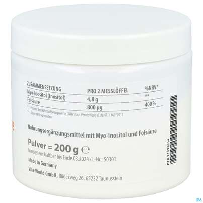 Inositol Pulver +folsaeure Vegan -vita World 200g, A-Nr.: 4843965 - 06