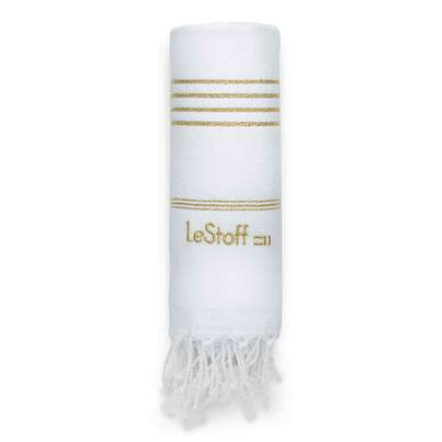 Sie sehen eine Packung LeStoff Hamamtuch White-Gold, Produktbild: 01 LeStoff Hamamtuch White-Gold, A-Nr.: 5839836 - 01