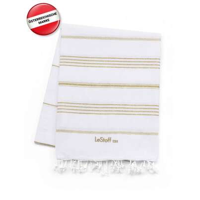 Sie sehen eine Packung LeStoff Hamamtuch White-Gold, Produktbild: 02 LeStoff Hamamtuch White-Gold, A-Nr.: 5839836 - 02